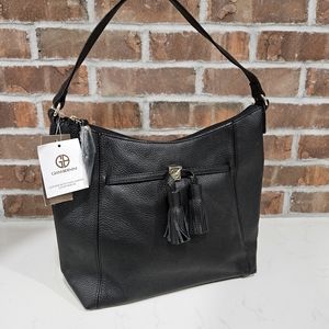 NWT Giani Bernini Pebble Leather Tassle Purse Bag in Black